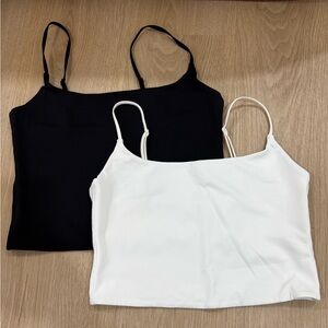2 Aritzia babaton contour cami black white waist crop tank top medium